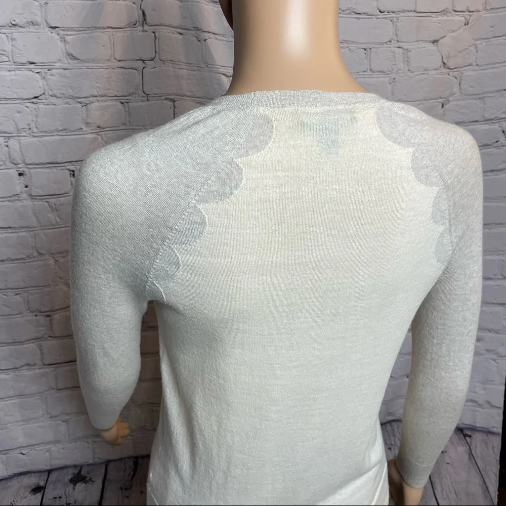 J. Crew Merino Wool White Gray Sweater Size XXS